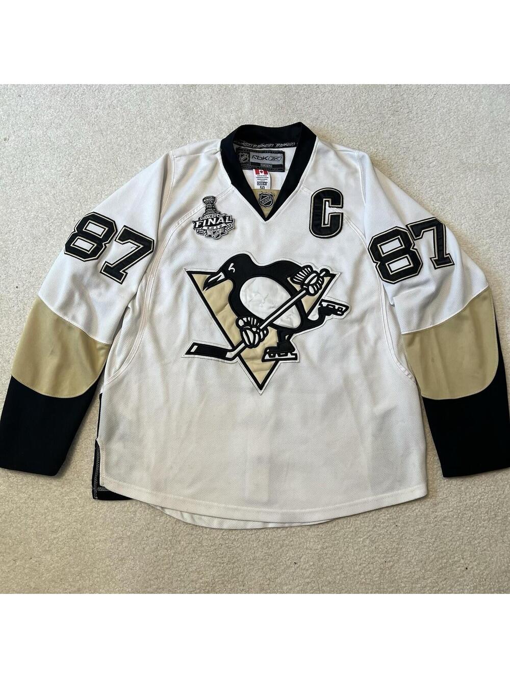 Reebok Edge 7187A Sidney Crosby 87 Penguins Authentic Jersey 2010 Cup Final 50